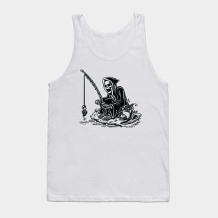 I Will Never Stop Fishing Funny Fisher Skeleton Tank Top